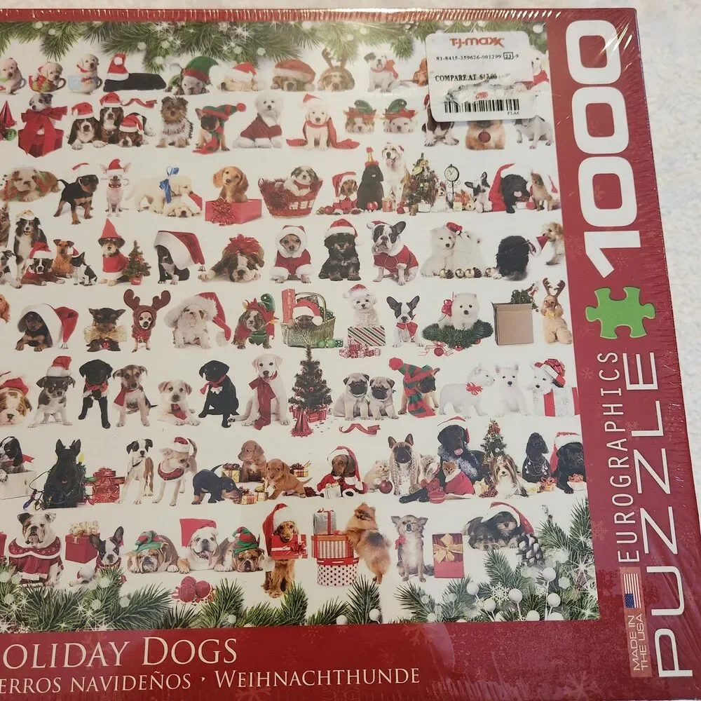 New Sealed 1,000 Piece Eurographics Holiday Dogs Jigsaw Puzzle